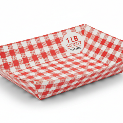 1 LB Checkered Food Tray