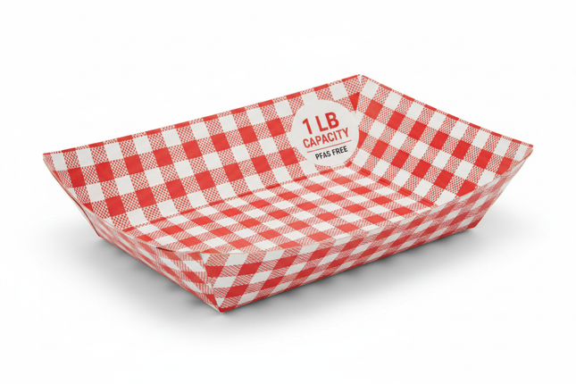 1 LB Checkered Food Tray