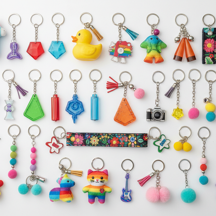 Assorted Keychains - Flat Lay