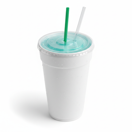 Clear PET Lid with Straw on Cup