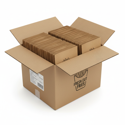 Medium french fry bags in corrugated box bulk case