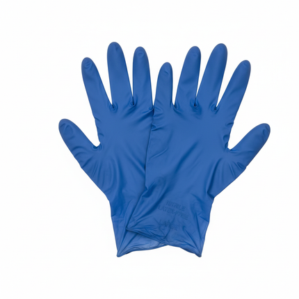 Blue nitrile gloves large laid flat