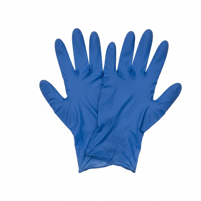 Blue nitrile gloves large laid flat
