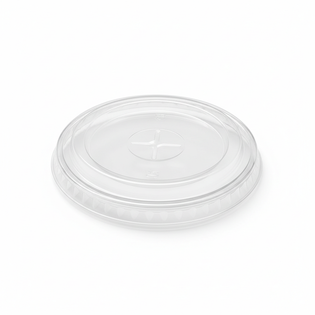 Single clear PET flat lid with straw hole 12-24oz