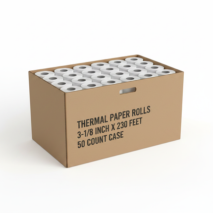 Box of 50 thermal paper rolls 3-1/8