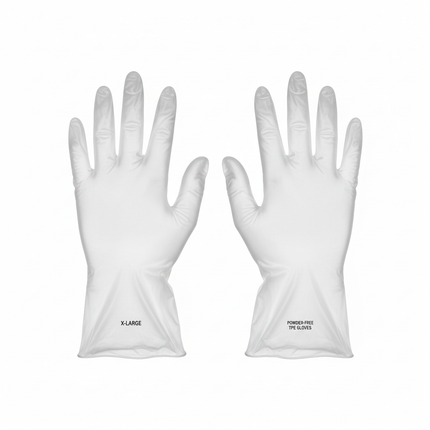 Clear TPE gloves X-Large laid flat
