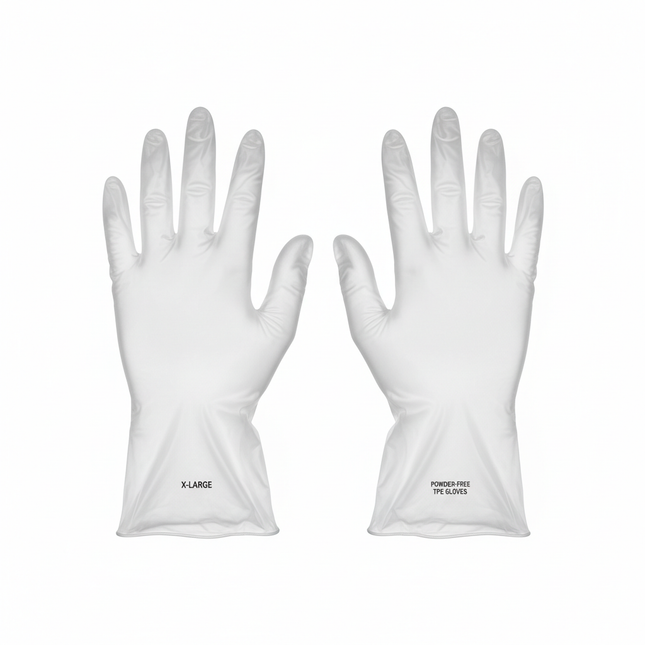 Clear TPE gloves X-Large laid flat