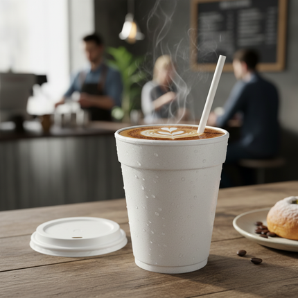 20oz white foam cup lifestyle use