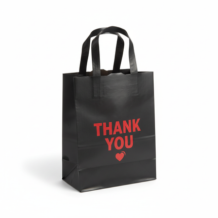 Small black thank you plastic bag