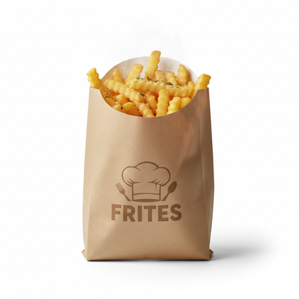 Single large kraft paper french fry bag