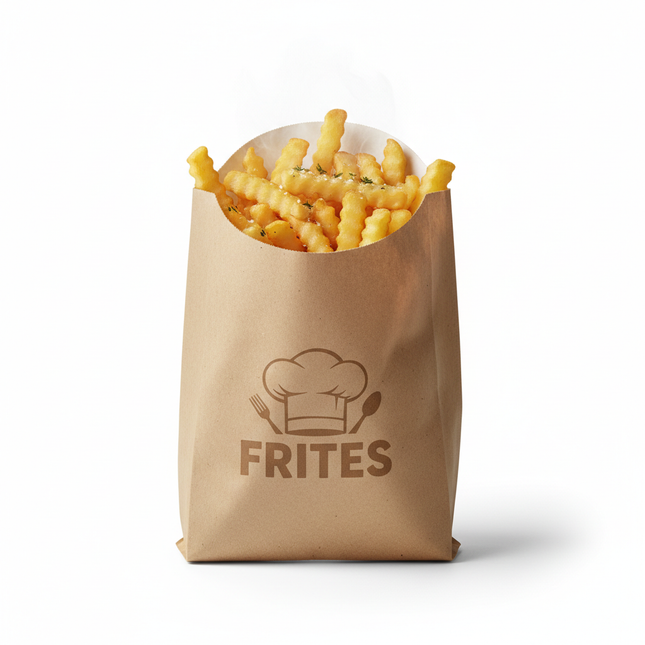 Single large kraft paper french fry bag