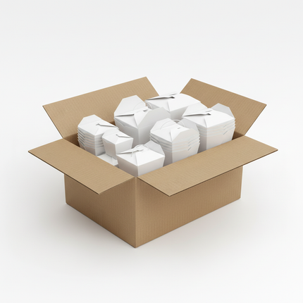 White paper food pails in corrugated box bulk case