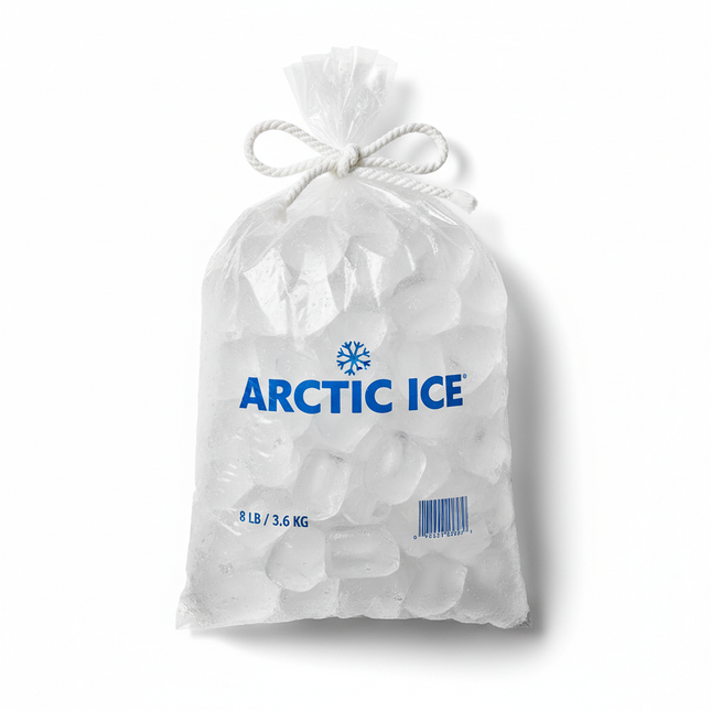 Clear 8LB ice bag with string tie