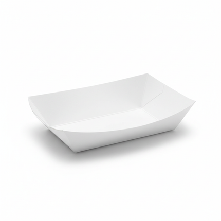 Single white paper food tray