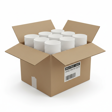 44oz white paper cups in corrugated box bulk case