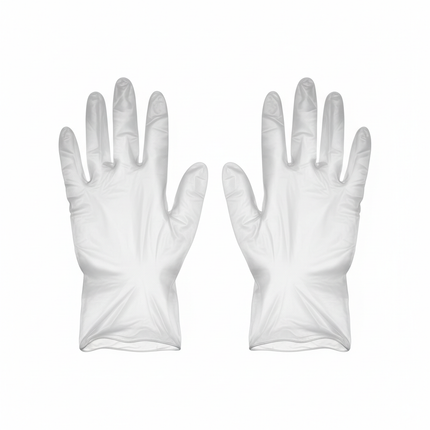 Clear vinyl gloves large laid flat