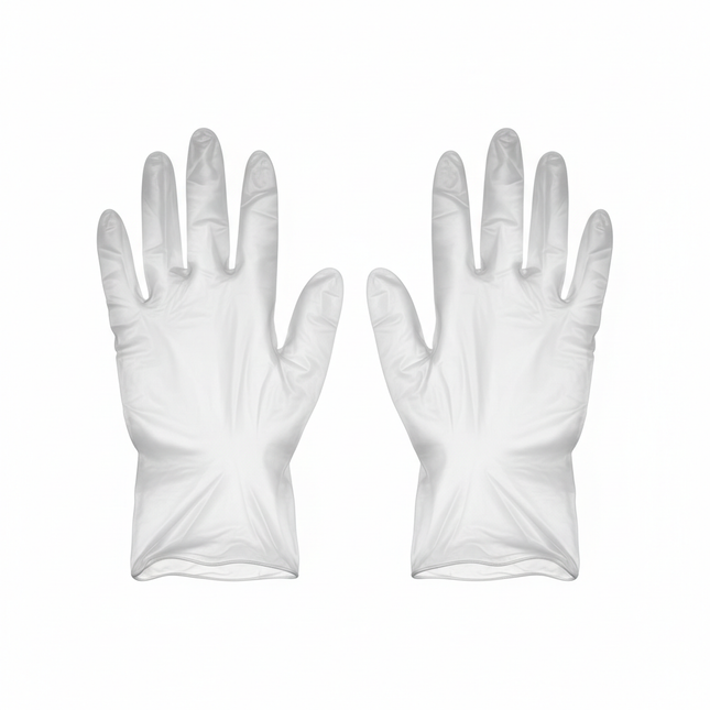 Clear vinyl gloves large laid flat