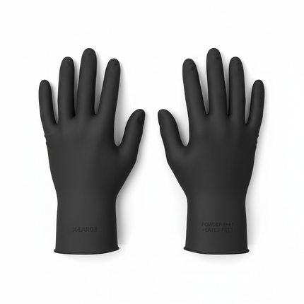 Black nitrile gloves X-Large laid flat