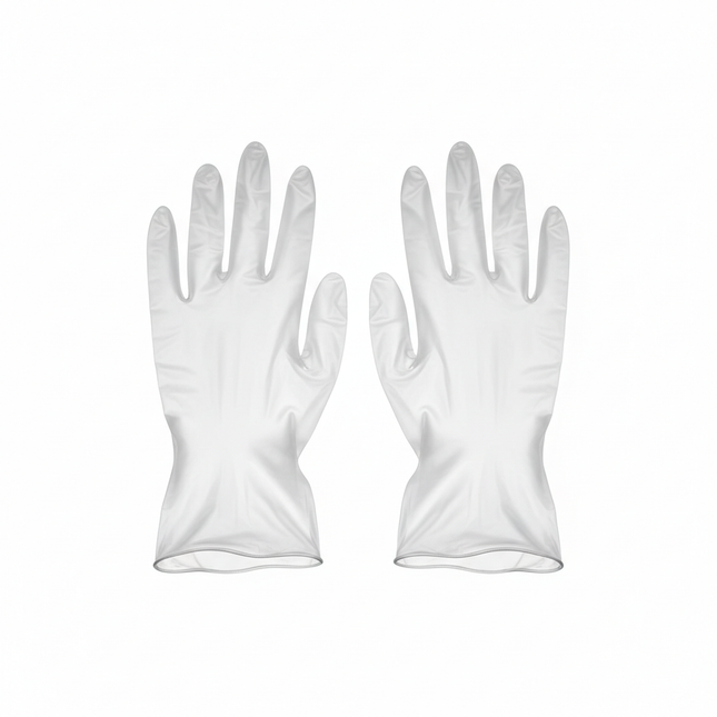 Clear synthetic vinyl gloves X-Large laid flat