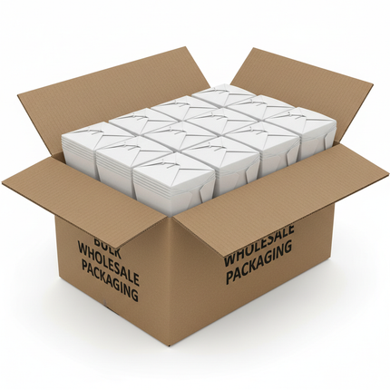 White paper food pails 8oz in corrugated box bulk case