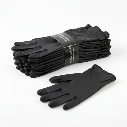 Black nitrile disposable gloves medium size powder-free