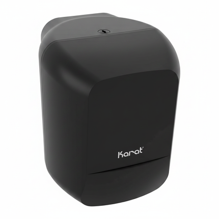 Karat black center pull paper towel dispenser on white background