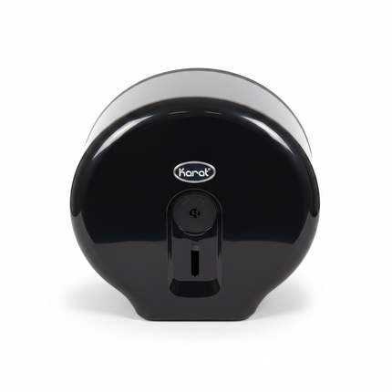 Karat black jumbo toilet tissue roll dispenser JSD-3501B-2 on white background