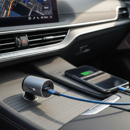 Dual Port Car Charger - Lifestyle in Car